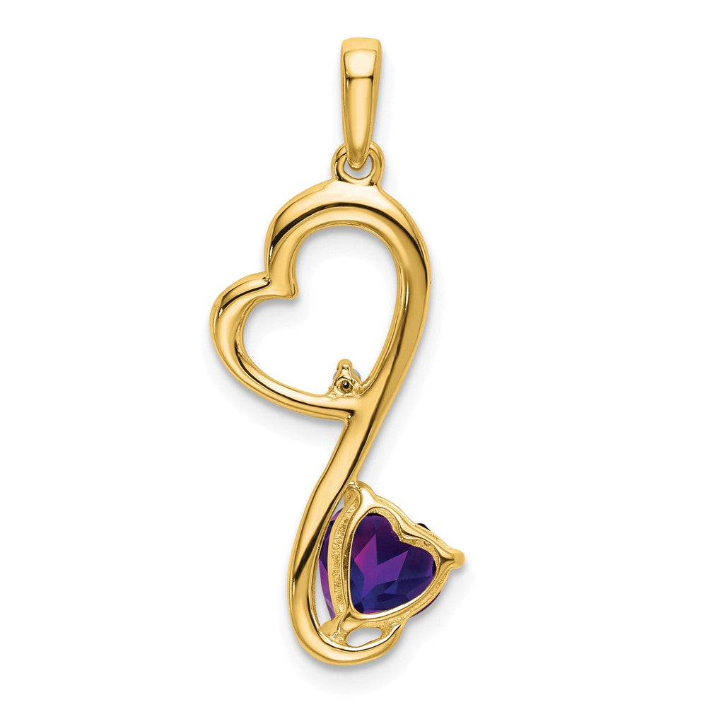 14k Amethyst and Diamond Heart Pendant