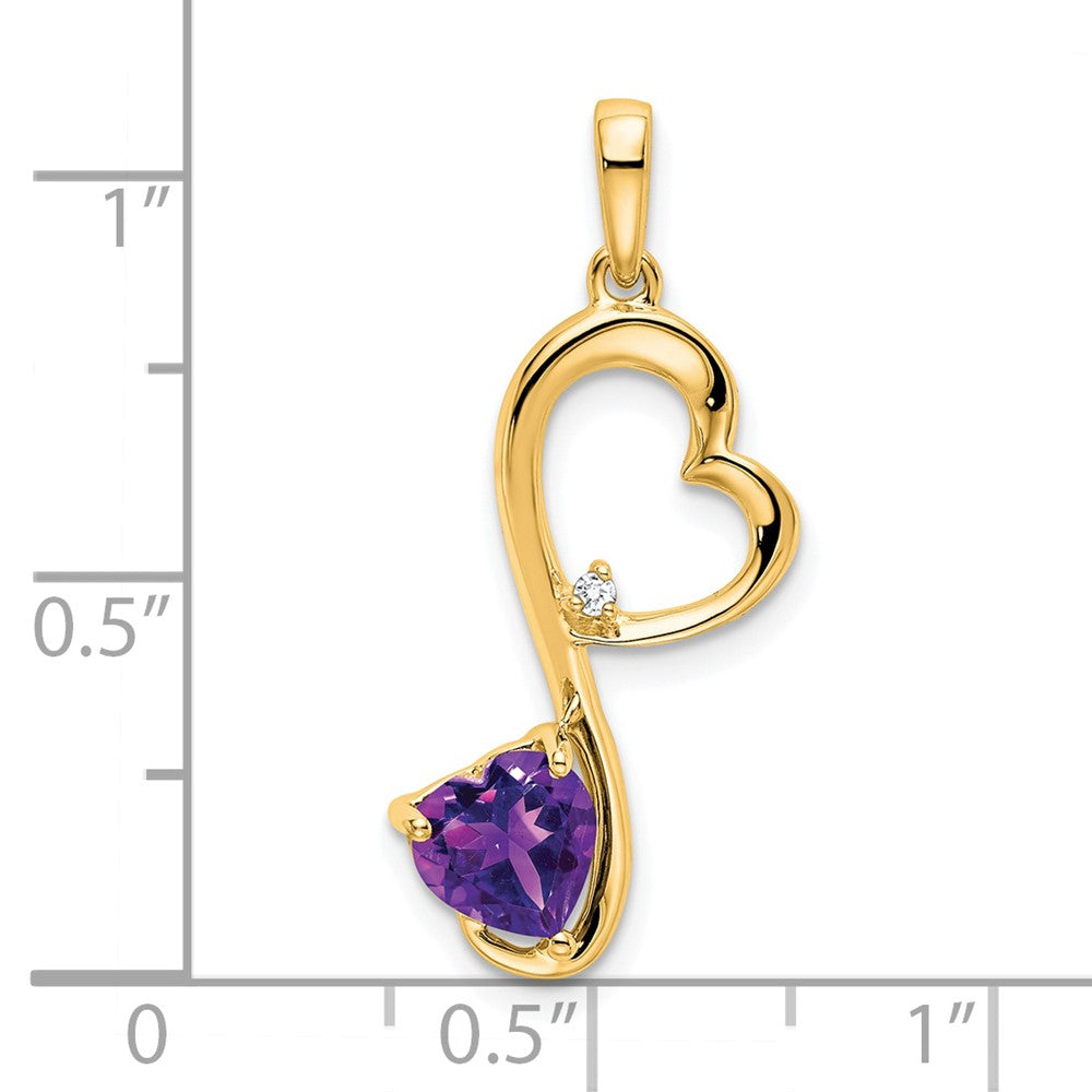 14k Amethyst and Diamond Heart Pendant