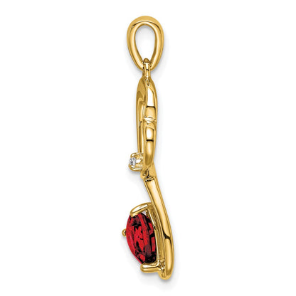 14k Garnet and Diamond Heart Pendant