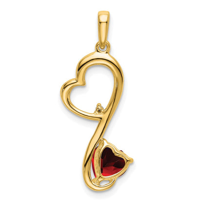 14k Garnet and Diamond Heart Pendant