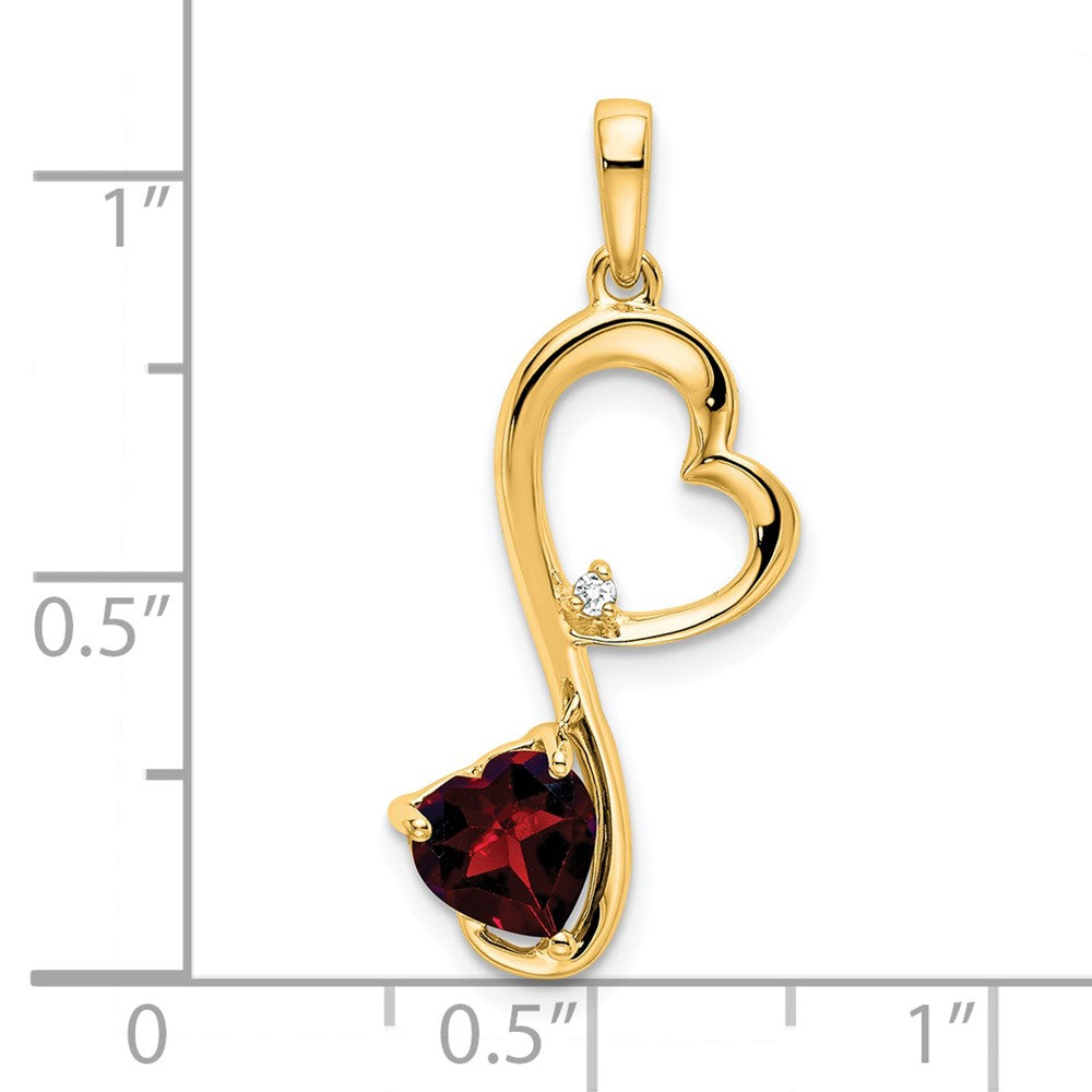 14k Garnet and Diamond Heart Pendant