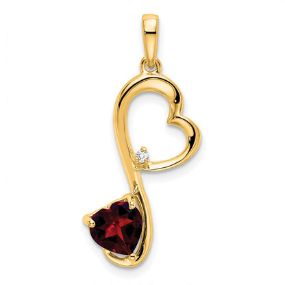 14k Garnet and Diamond Heart Pendant