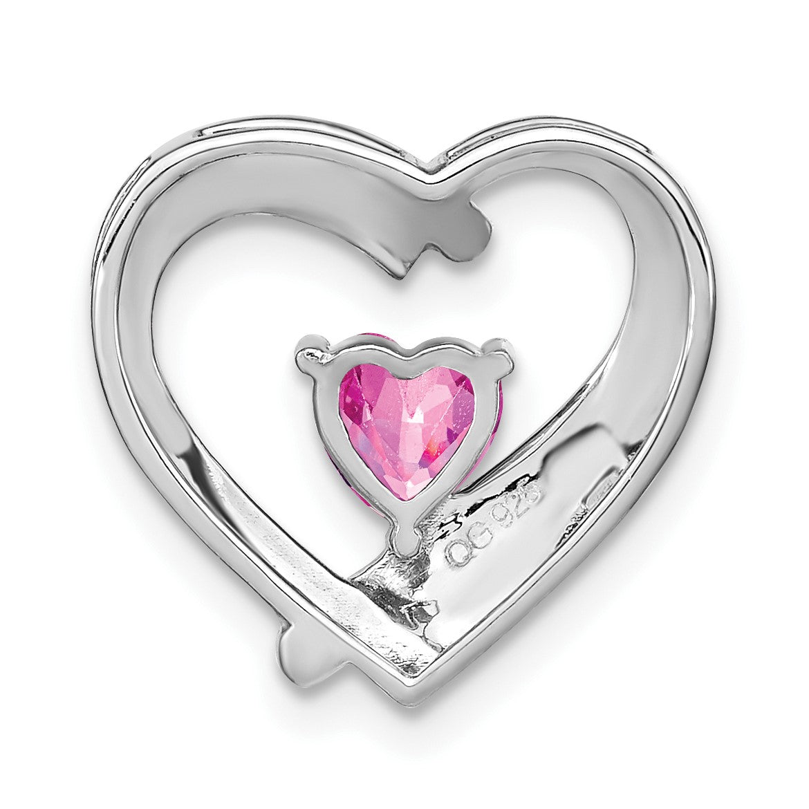 Sterling Silver Rhod-plated Created Pink Sapphire/Diamond Pendant