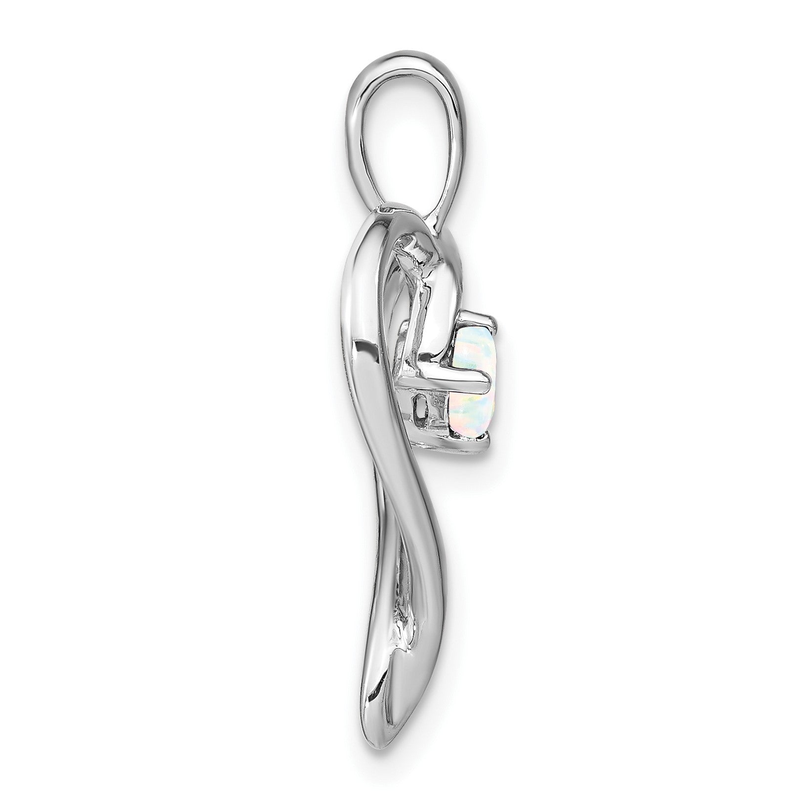 14k White Gold Lab Created Opal Heart Pendant