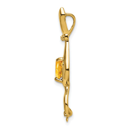 14k 6mm Heart Citrine and Diamond Cat Chain Slide