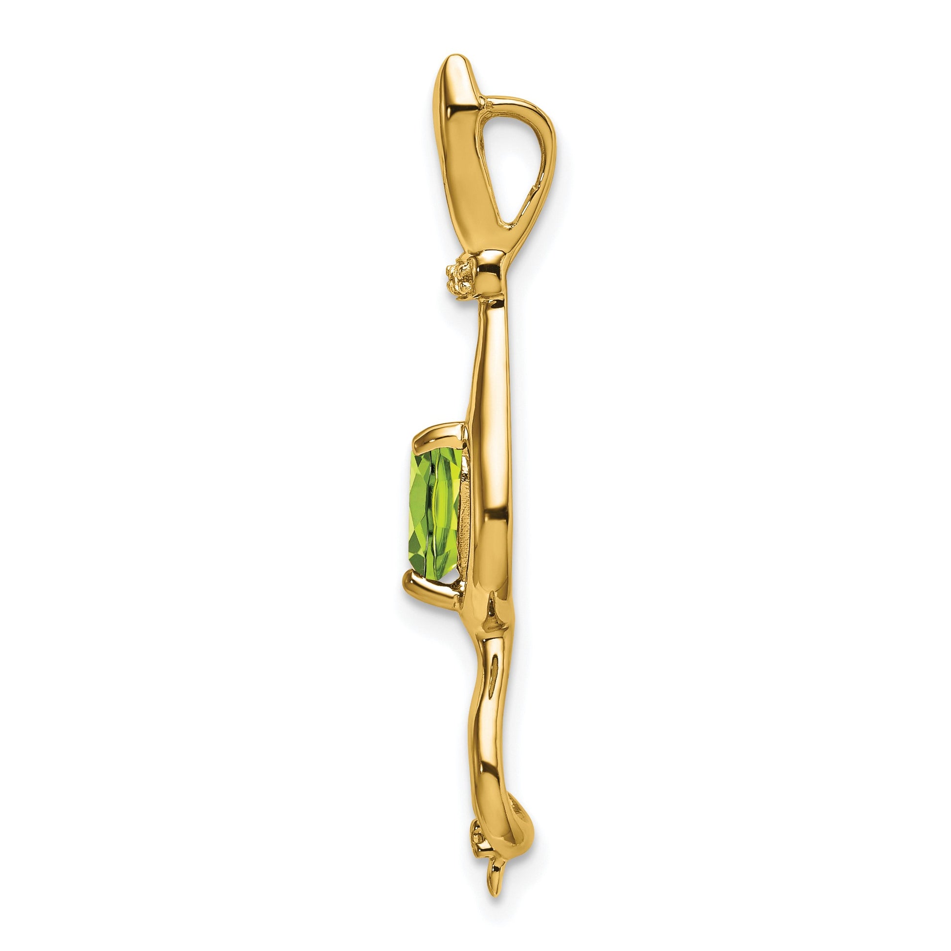 14k 6mm Heart Peridot and Diamond Cat Chain Slide