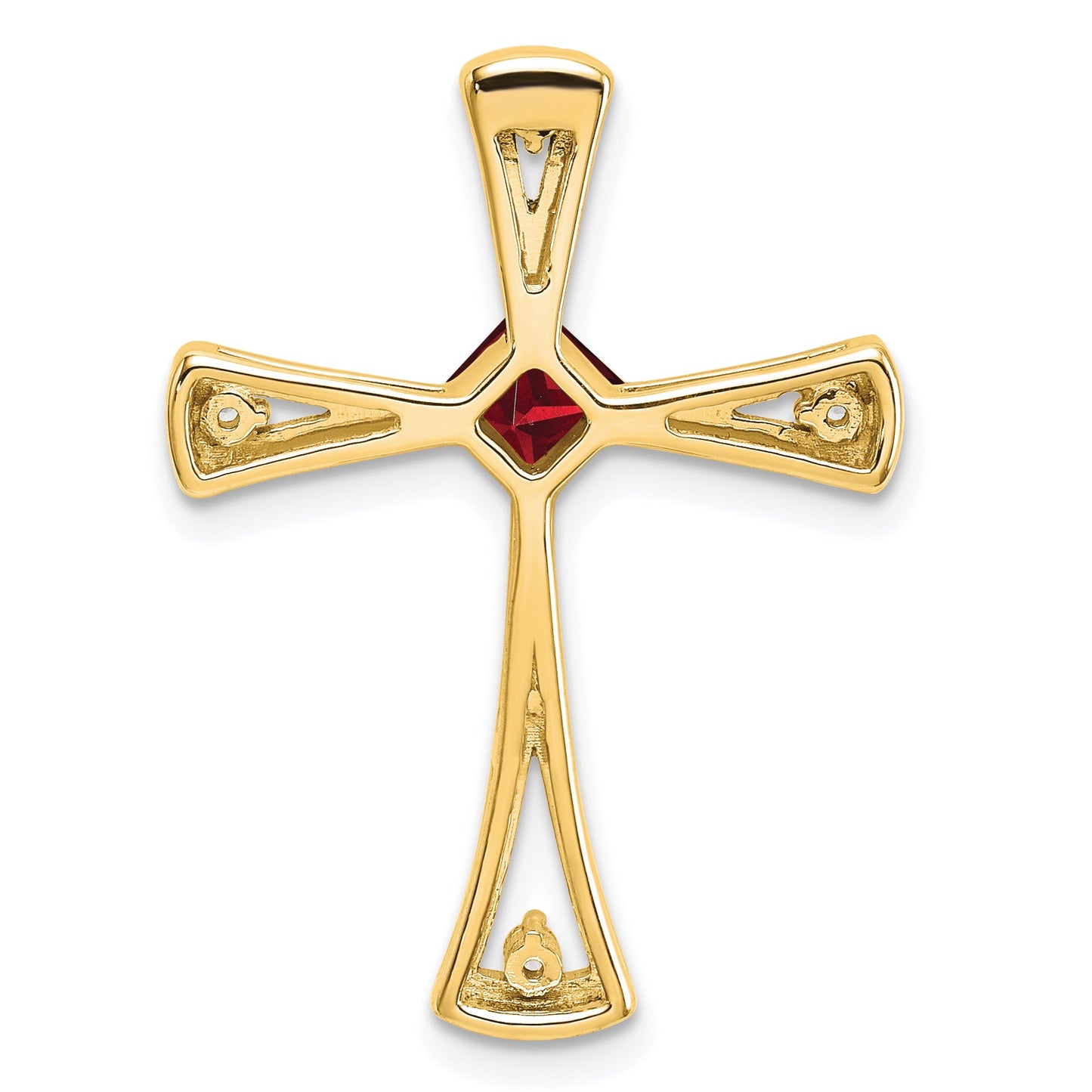 14k 4mm Square Garnet and Diamond Cross Chain Slide