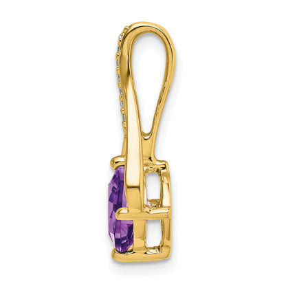 14k 7mm Cushion Amethyst and Diamond Pendant Fits up to 4mm Fancy Omega Only