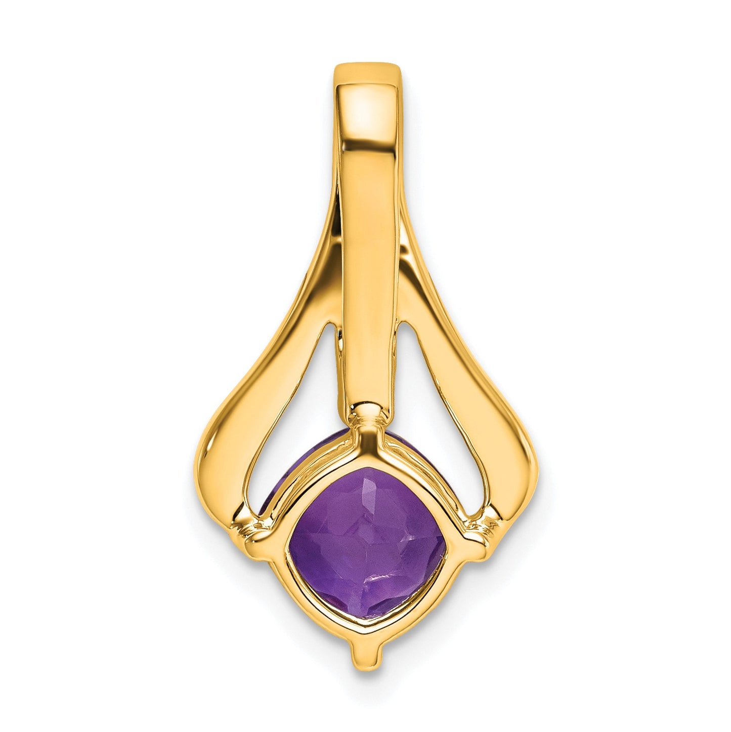 14k 7mm Cushion Amethyst and Diamond Pendant Fits up to 4mm Fancy Omega Only