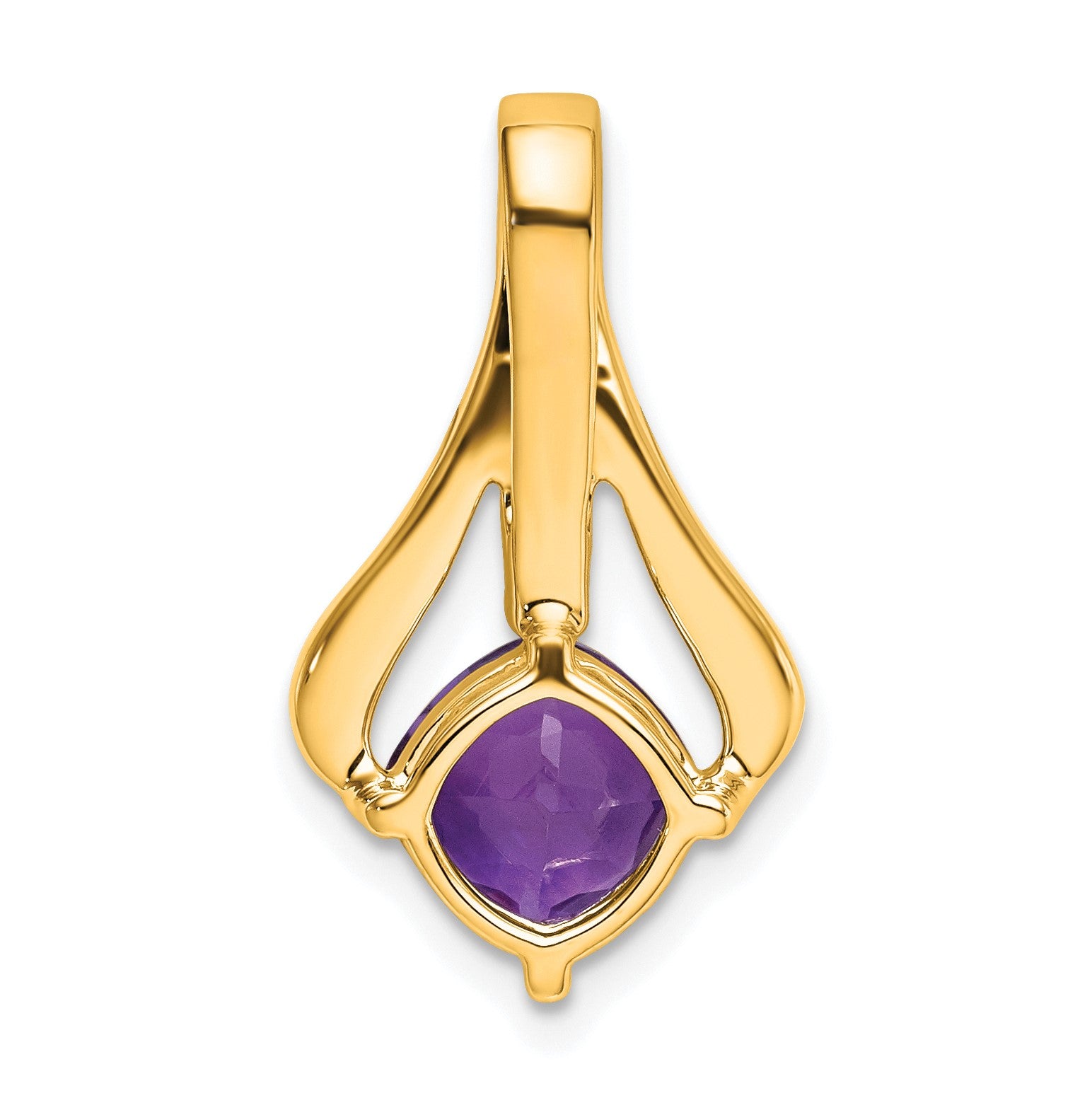14k 7mm Cushion Amethyst and Diamond Pendant Fits up to 4mm Fancy Omega Only
