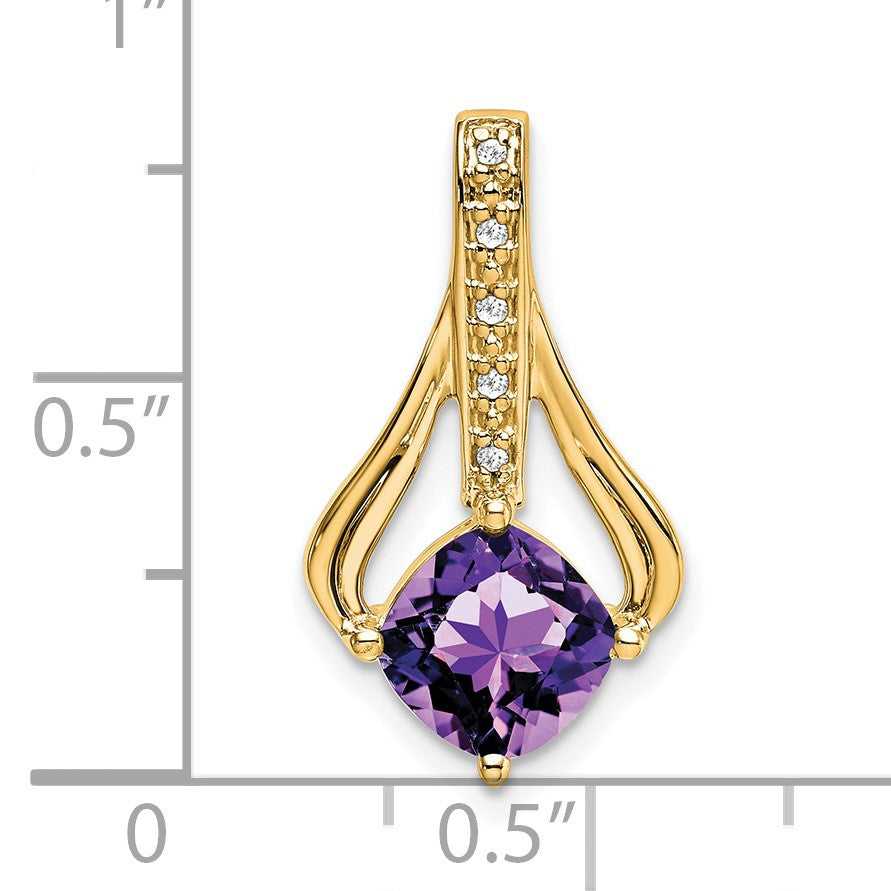 14k 7mm Cushion Amethyst and Diamond Pendant Fits up to 4mm Fancy Omega Only