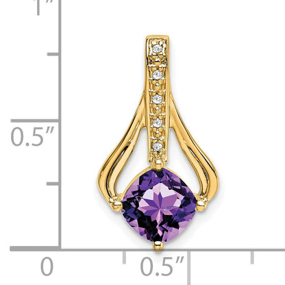 14k 7mm Cushion Amethyst and Diamond Pendant Fits up to 4mm Fancy Omega Only