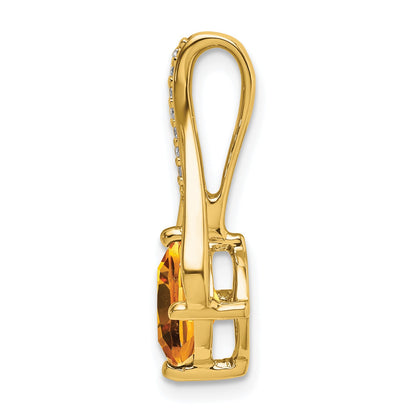 14k 7mm Cushion Citrine and Diamond Pendant Fits up to 4mm Fancy Omega Only