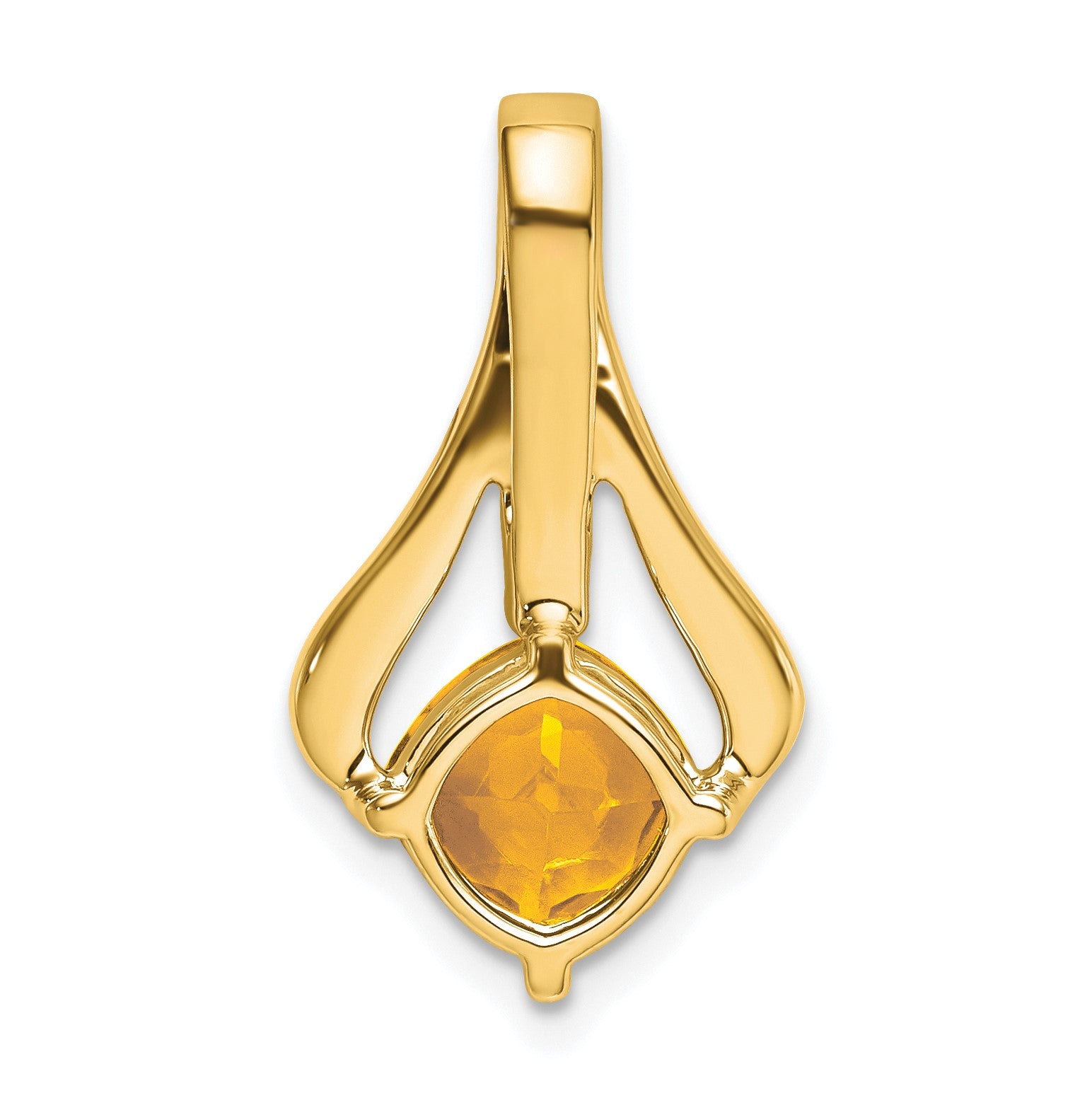 14k 7mm Cushion Citrine and Diamond Pendant Fits up to 4mm Fancy Omega Only