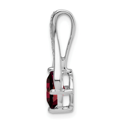 14k White Gold 7mm Cushion Garnet and Diamond Pendant Fits up to 4mm Fancy Omega Only