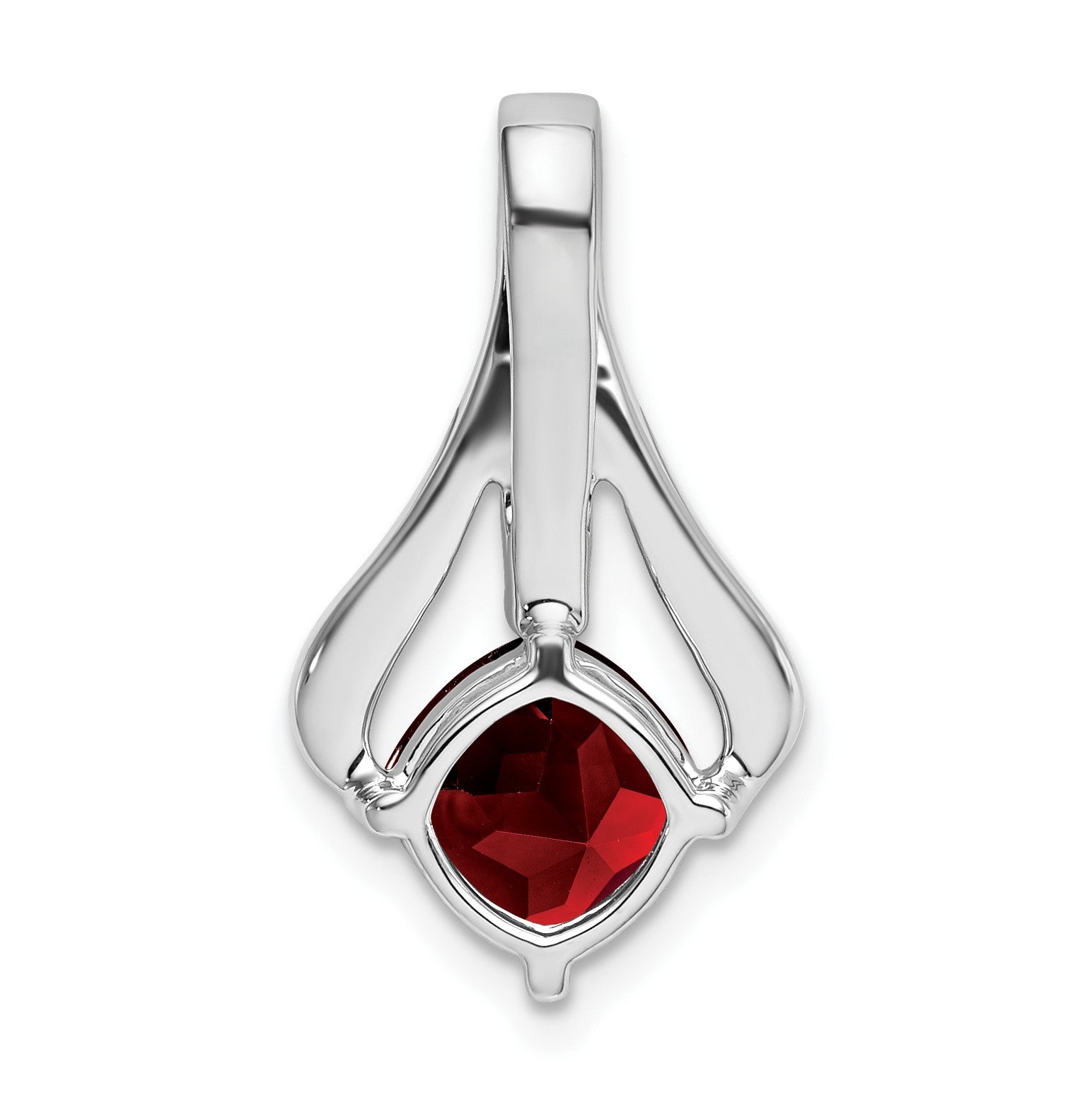 14k White Gold 7mm Cushion Garnet and Diamond Pendant Fits up to 4mm Fancy Omega Only