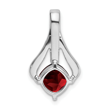 14k White Gold 7mm Cushion Garnet and Diamond Pendant Fits up to 4mm Fancy Omega Only