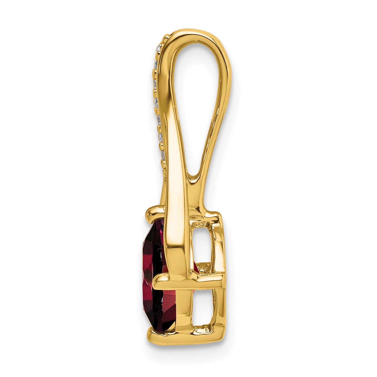 14k 7mm Cushion Garnet and Diamond Pendant Fits up to 4mm Fancy Omega Only