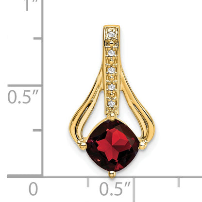 14k 7mm Cushion Garnet and Diamond Pendant Fits up to 4mm Fancy Omega Only