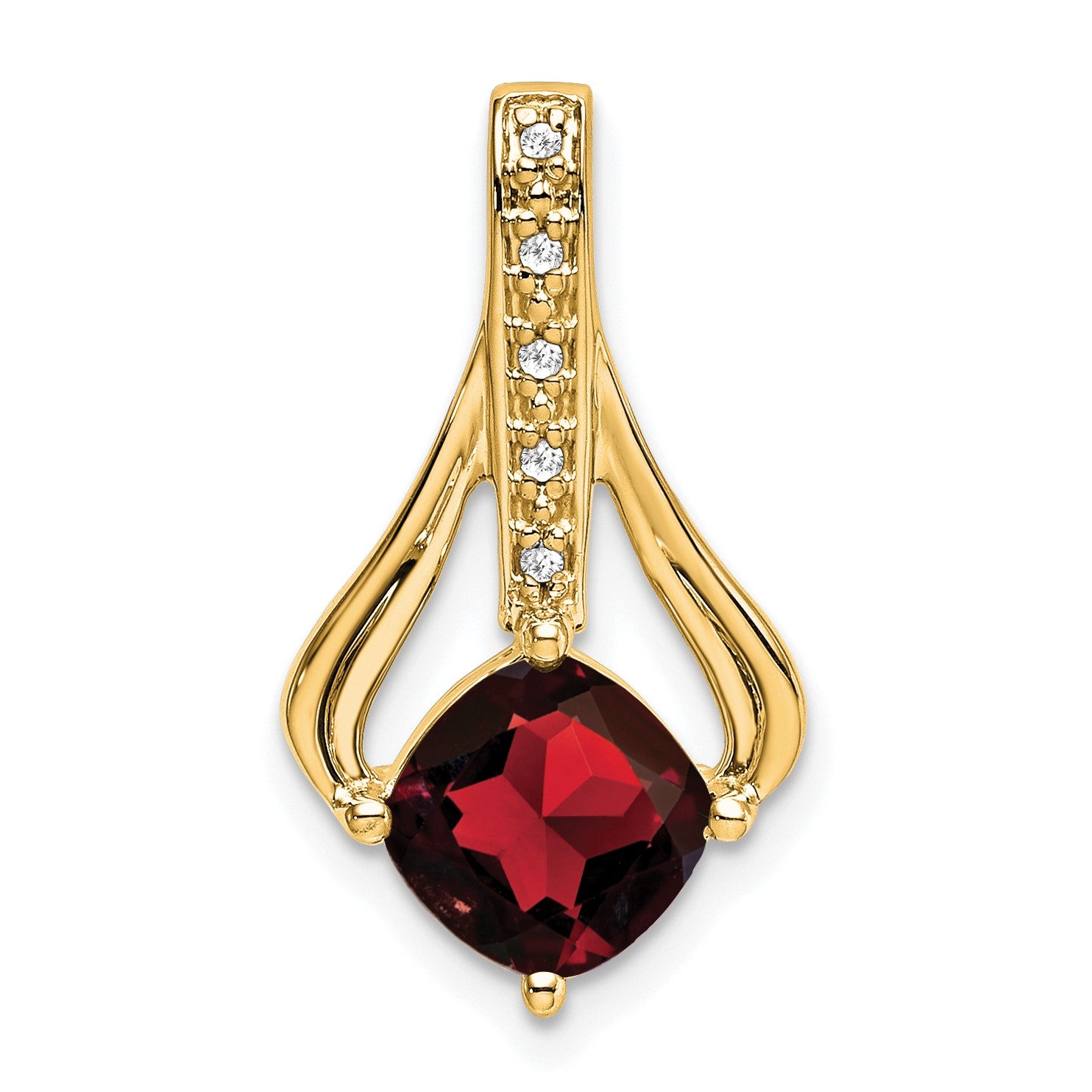 14k 7mm Cushion Garnet and Diamond Pendant Fits up to 4mm Fancy Omega Only
