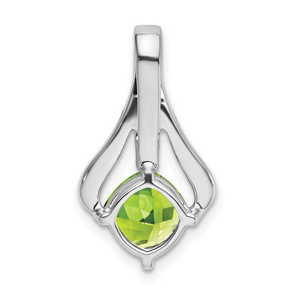 14k White Gold 7mm Cushion Peridot and Diamond Pendant Fits up to 4mm Fancy Omega Only