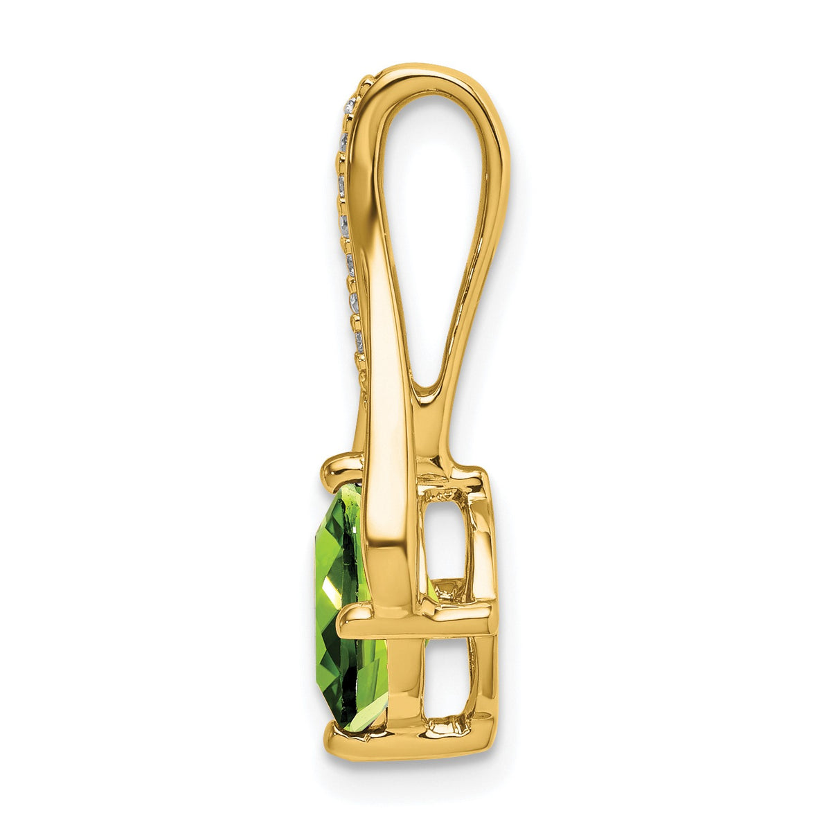14k 7mm Cushion Peridot and Diamond Pendant Fits up to 4mm Fancy Omega Only