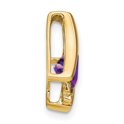 14k 6mm Cushion Amethyst and Diamond Chain Slide