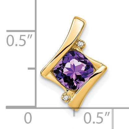 14k 6mm Cushion Amethyst and Diamond Chain Slide