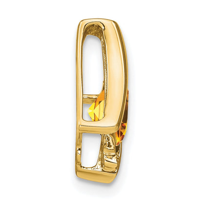 14k 6mm Cushion Citrine and Diamond Chain Slide