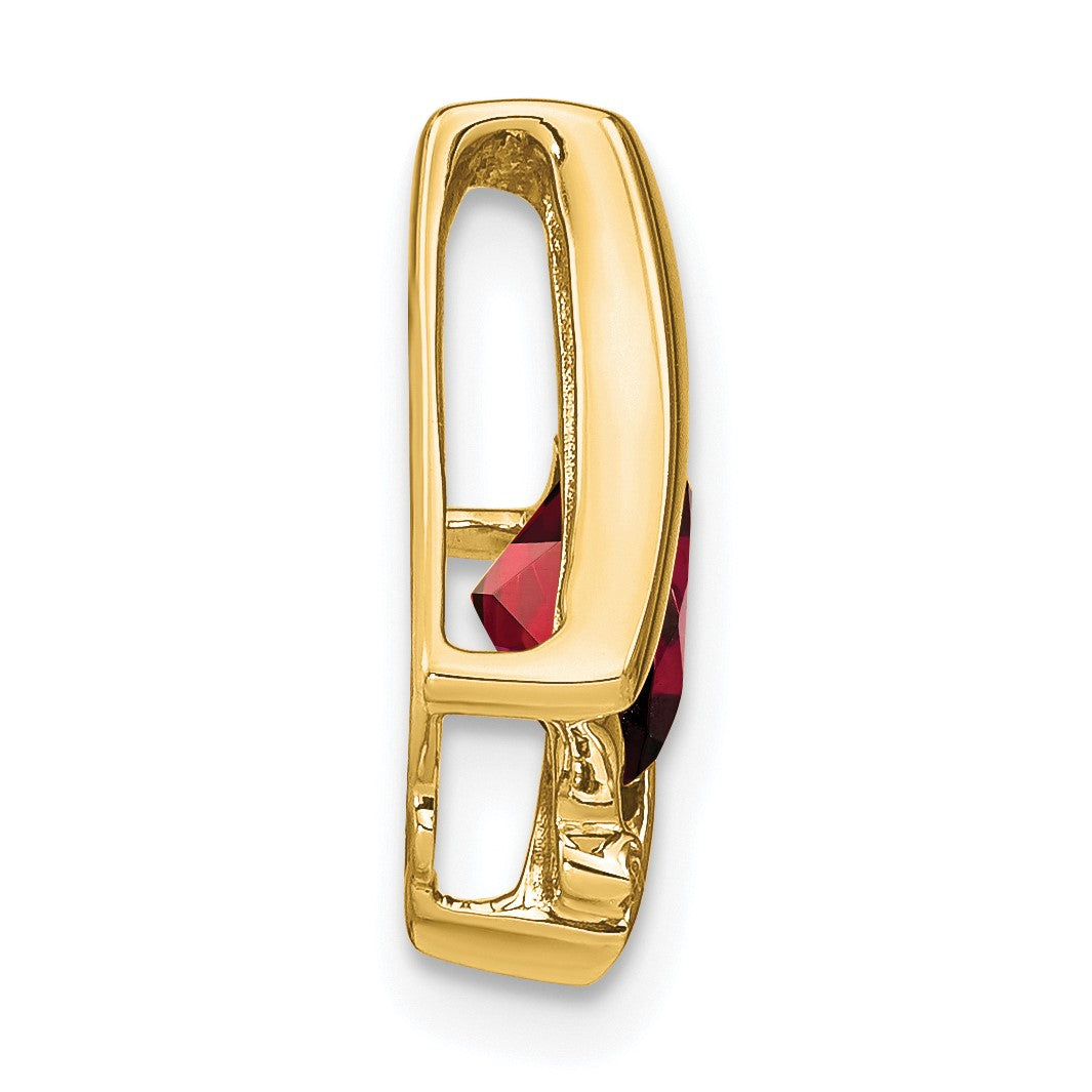 14k 6mm Cushion Garnet and Diamond Chain Slide
