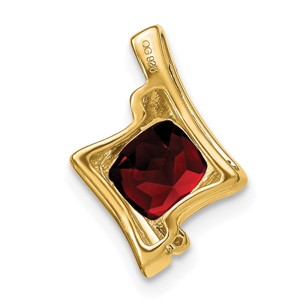 14k 6mm Cushion Garnet and Diamond Chain Slide