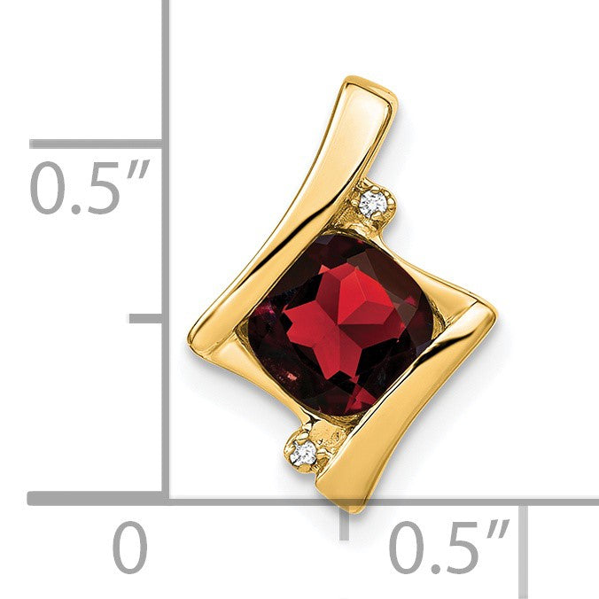 14k 6mm Cushion Garnet and Diamond Chain Slide