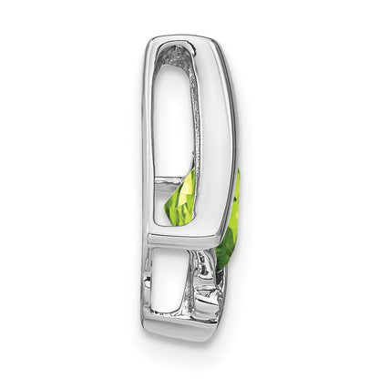 14k White Gold 6mm Cushion Peridot and Diamond Chain Slide