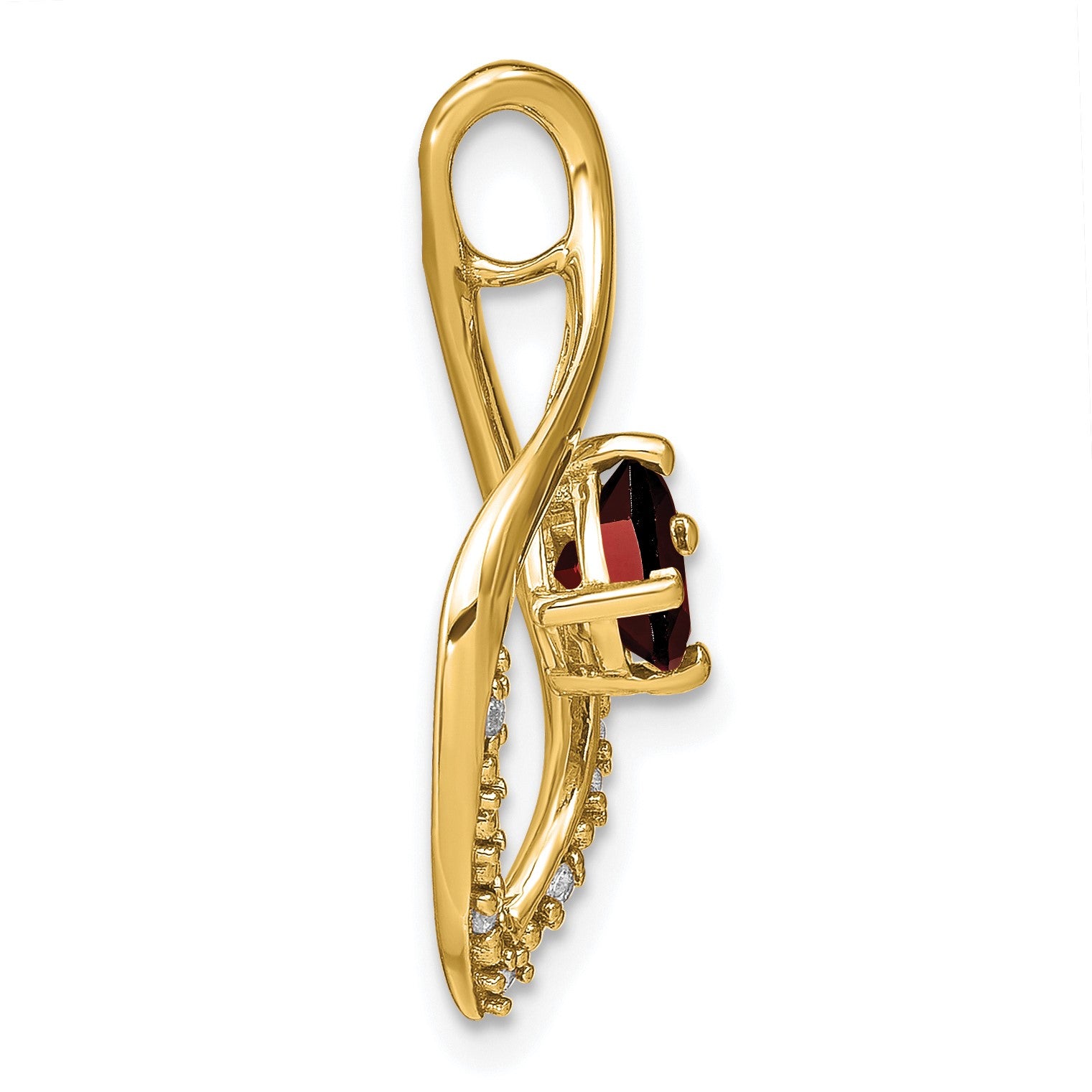 14k 5mm Cushion Garnet and Diamond Leaf Chain Slide