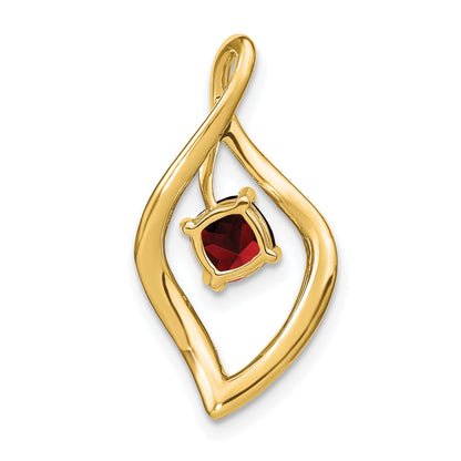 14k 5mm Cushion Garnet and Diamond Leaf Chain Slide