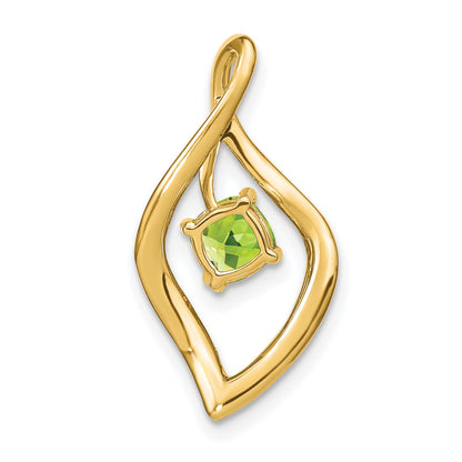14k 5mm Cushion Peridot and Diamond Leaf Chain Slide