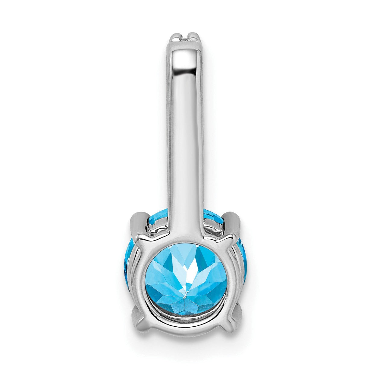 14k White Gold 7mm Round Blue Topaz and Diamond Chain Slide
