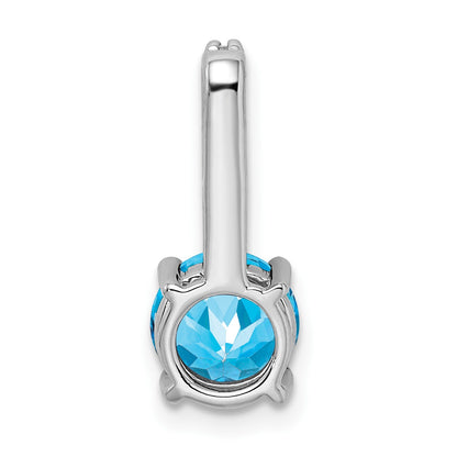 14k White Gold 7mm Round Blue Topaz and Diamond Chain Slide