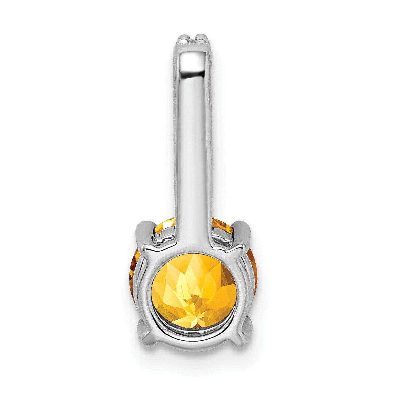 14k White Gold 7mm Round Citrine and Diamond Chain Slide