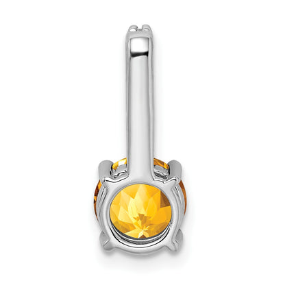 14k White Gold 7mm Round Citrine and Diamond Chain Slide