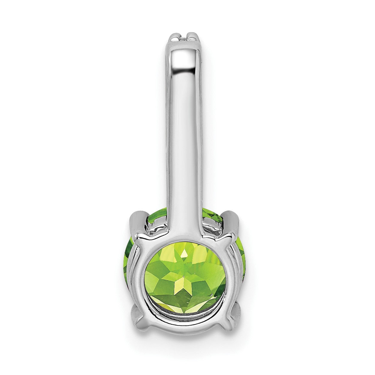 14k White Gold 7mm Round Peridot and Diamond Chain Slide
