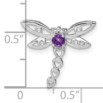 14k White Gold Amethyst and Diamond Dragonfly Chain Slide