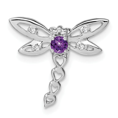 14k White Gold Amethyst and Diamond Dragonfly Chain Slide