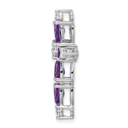 14k White Gold 6x4mm Pear Amethyst and Diamond Cross Chain Slide