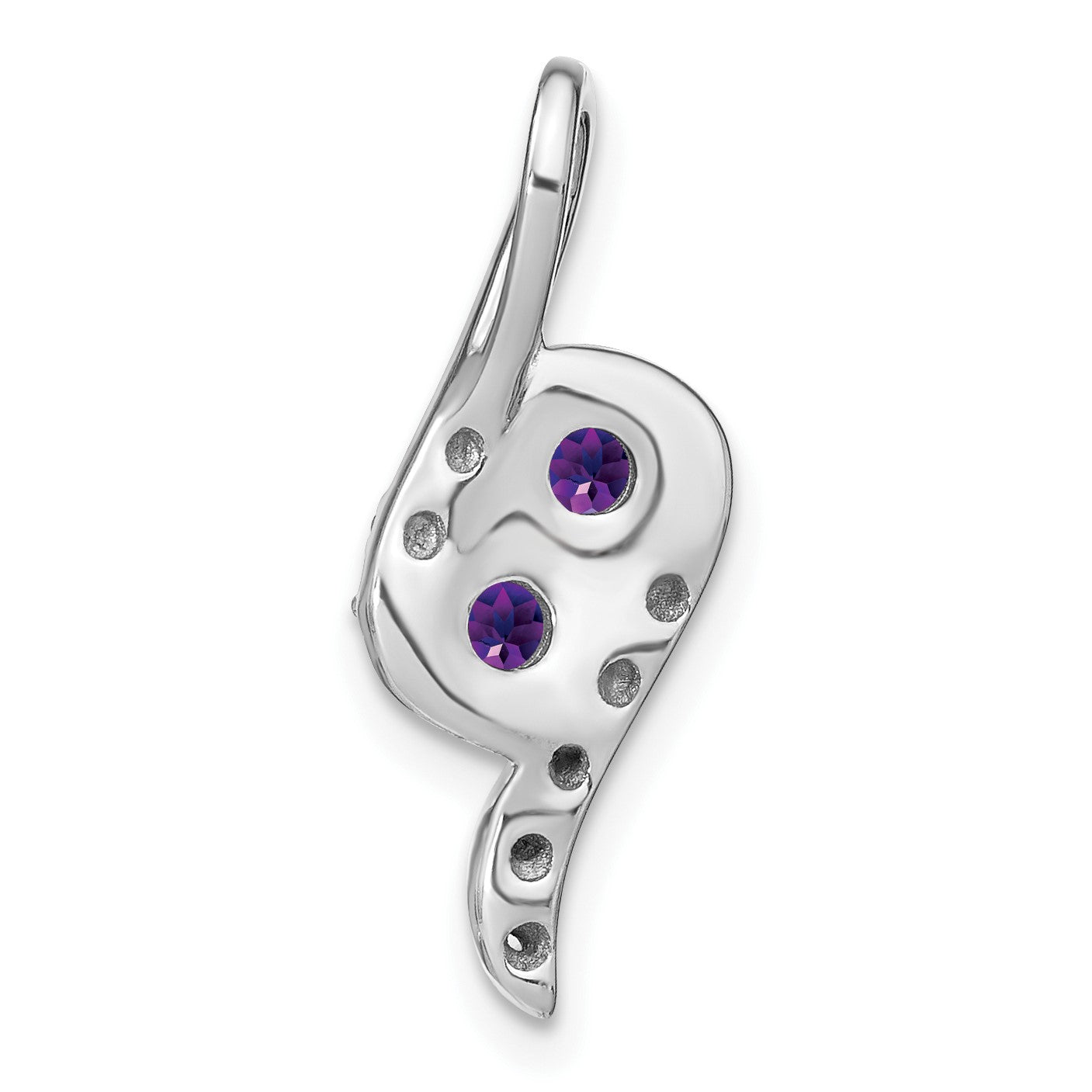 14k White Gold 2-Stone Round Amethyst and Diamond Chain Slide
