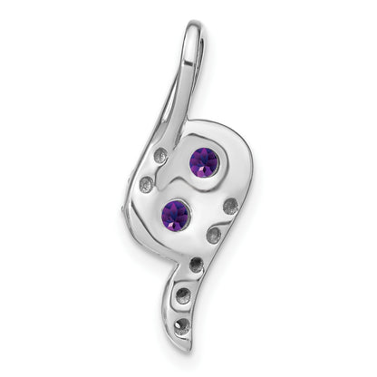 14k White Gold 2-Stone Round Amethyst and Diamond Chain Slide