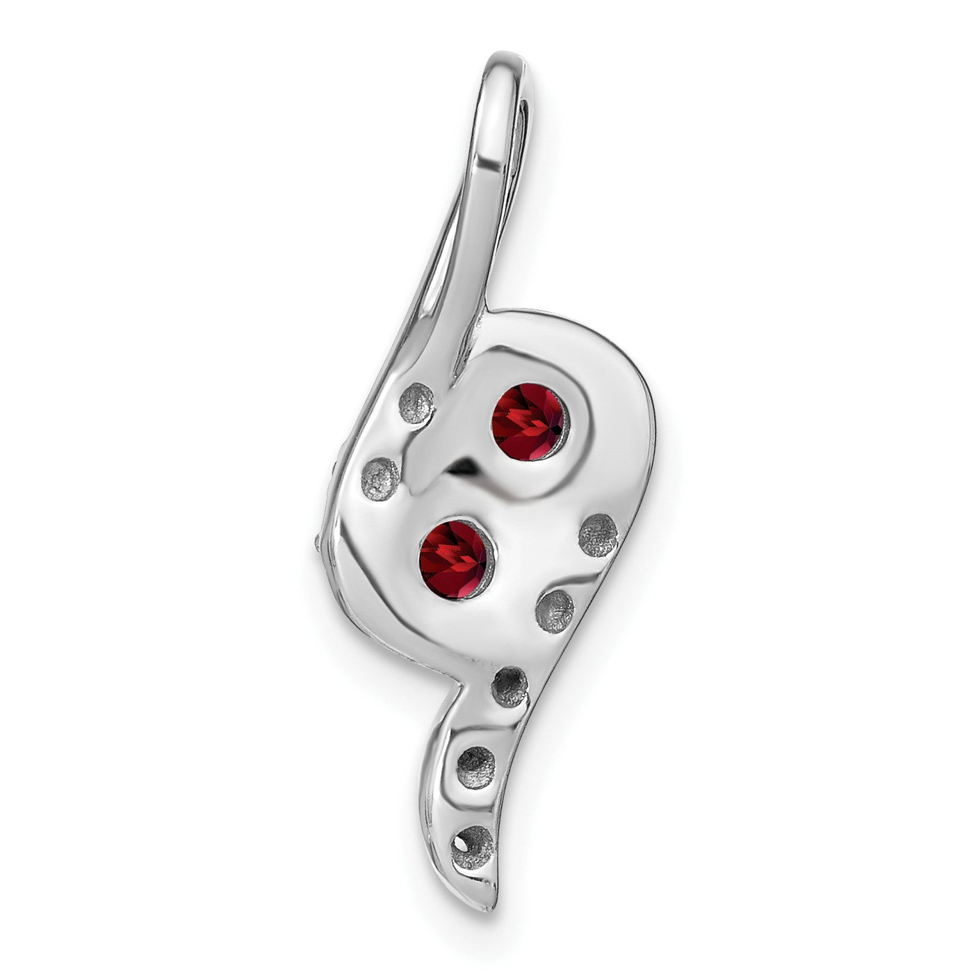 14k White Gold 2-Stone Round Garnet and Diamond Chain Slide