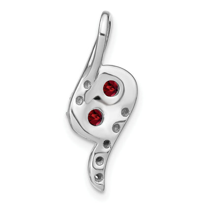 14k White Gold 2-Stone Round Garnet and Diamond Chain Slide