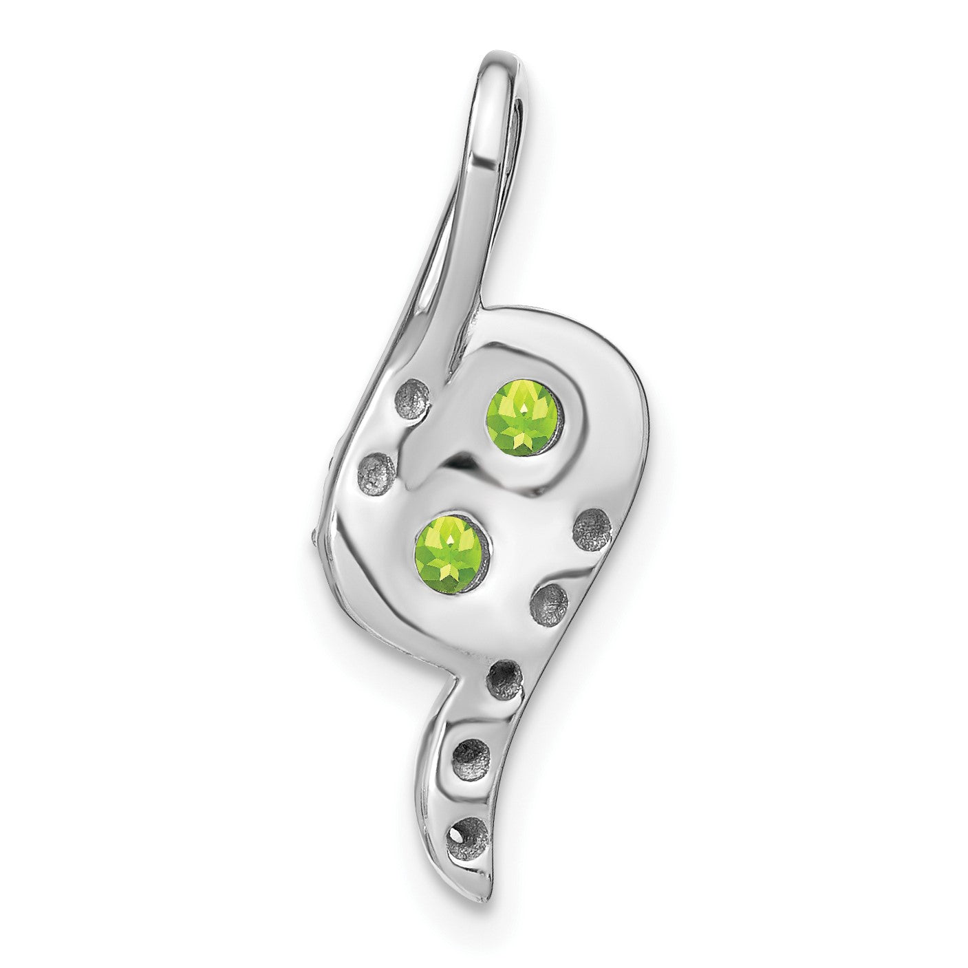 14k White Gold 2-Stone Round Peridot and Diamond Chain Slide