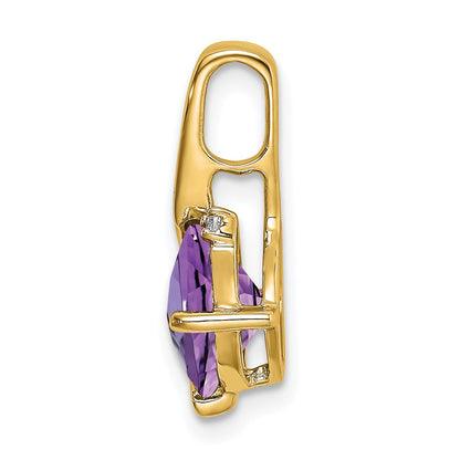 14k 7mm Cushion Amethyst and Diamond Pendant